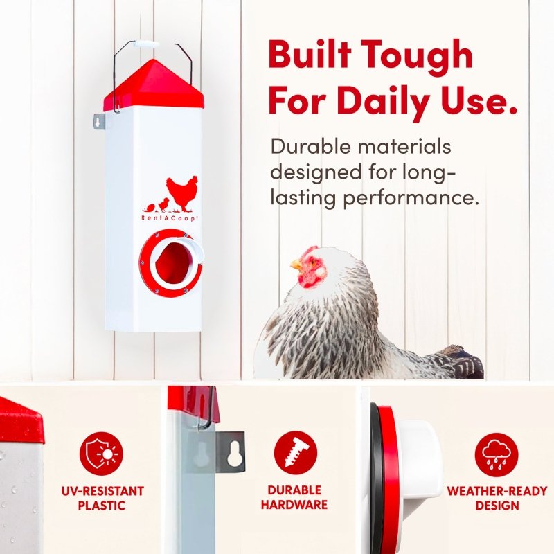 RentACoop 10lb High Rise BPA-Free Single-Port Chicken Feeder
