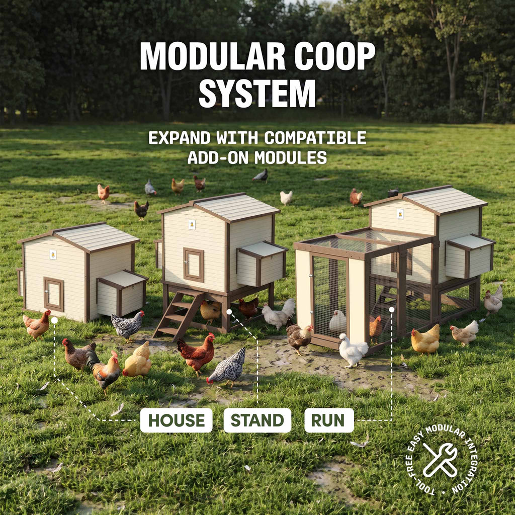 Flock Right Chicken Coop - House with Stand & Run