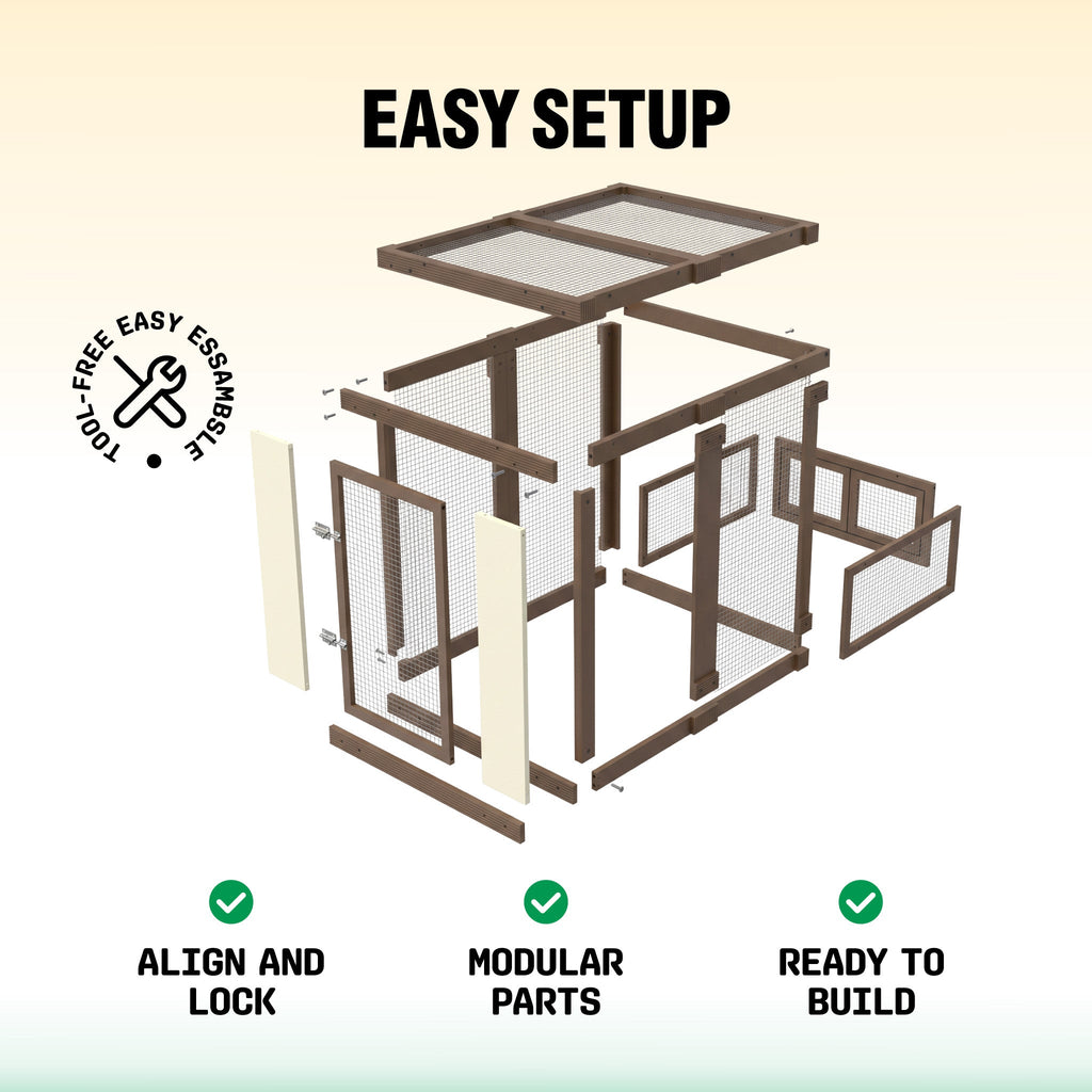 Flock Right Chicken Coop - House with Stand & Run