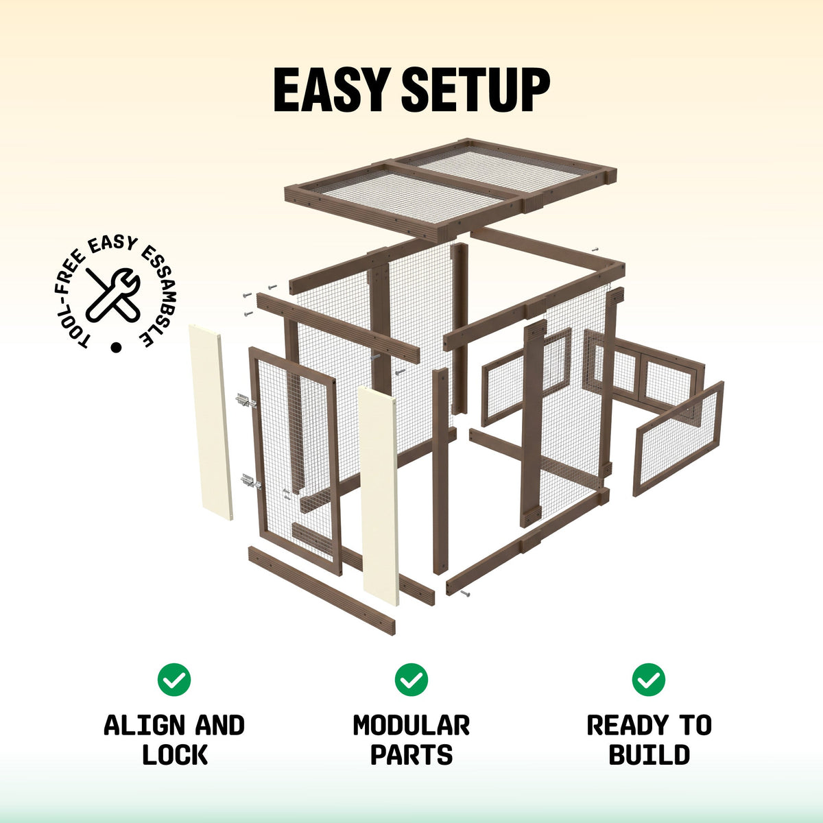 Flock Right Chicken Coop - House with Stand & Run