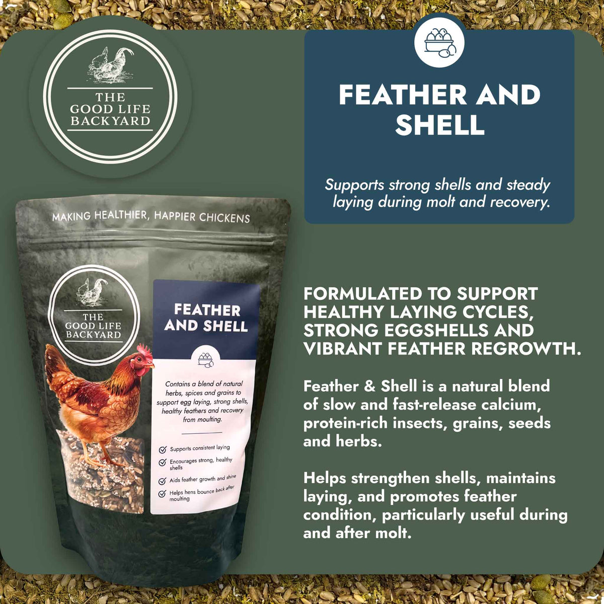 Feather and Shell - Calci-Protein Blend (Chicken Feed Additive), photo 2