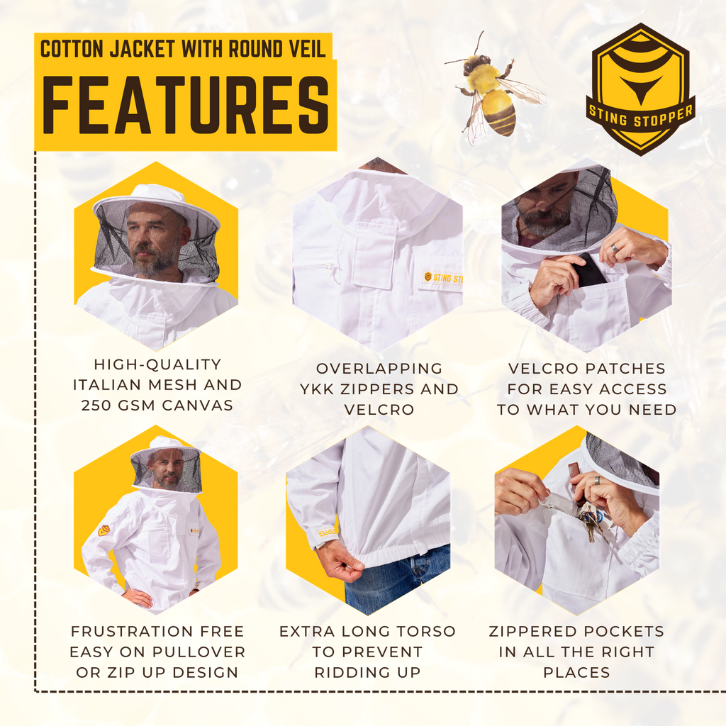Classic Cotton Beekeeping Jacket with Round Veil