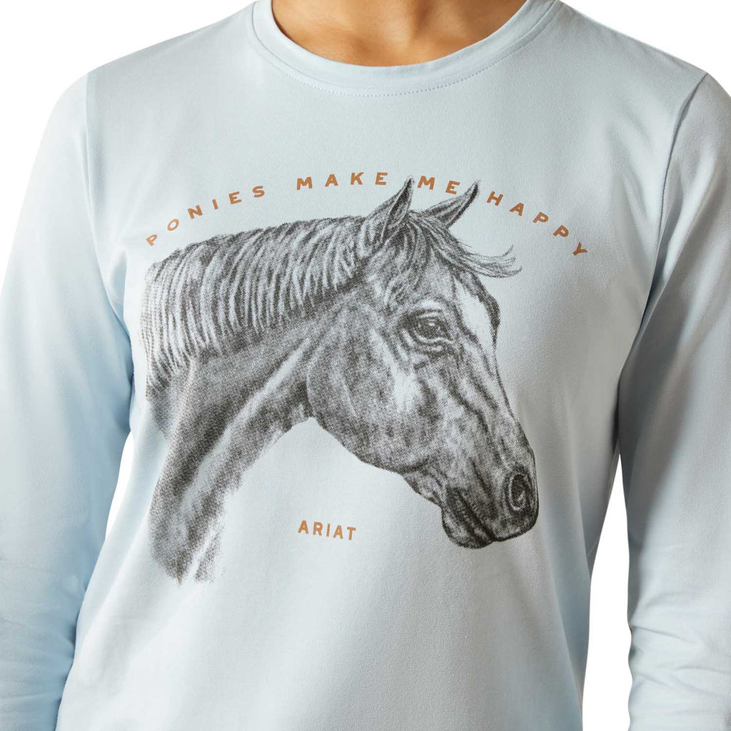 Ariat Youth Happy Long Sleeve Shirt – Organic Cotton Kids Equestrian Tee for Horse Fans